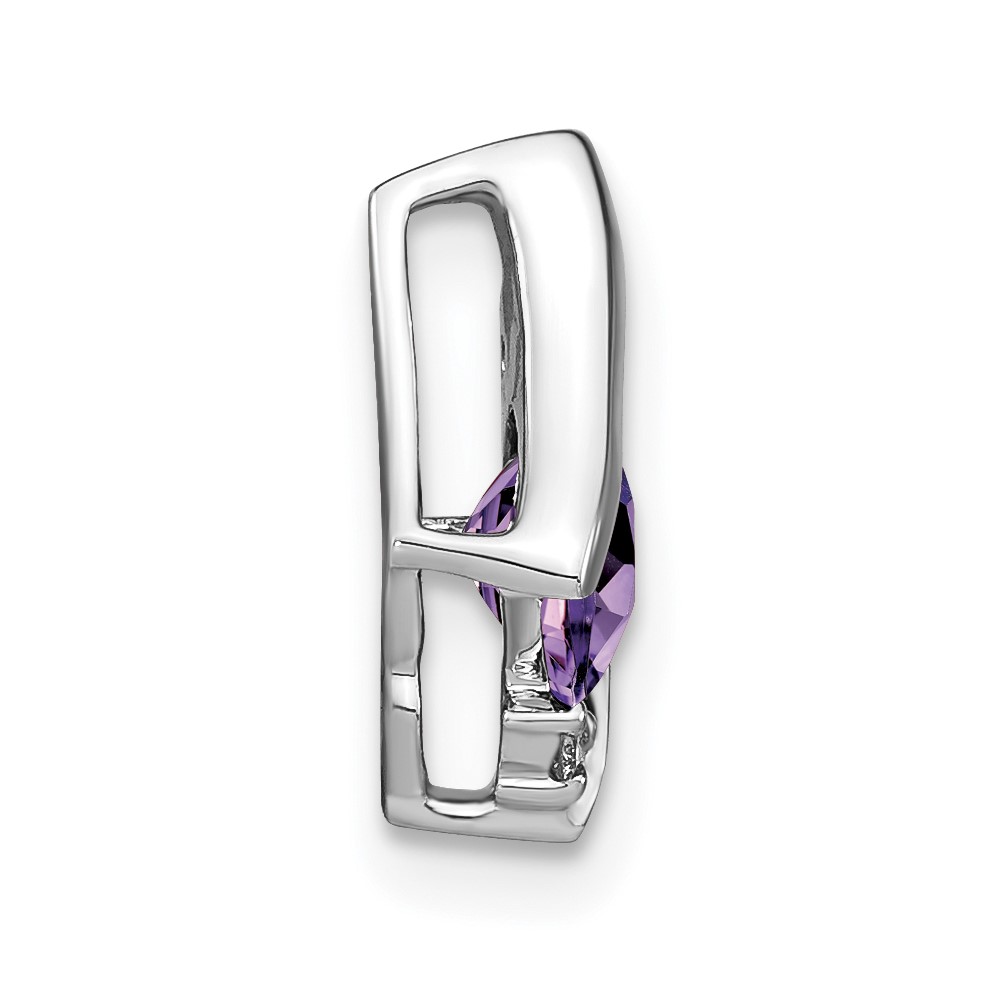 10k White Gold Cushion Amethyst and Diamond Chain Slide (PM7398-AM-002-1WA)