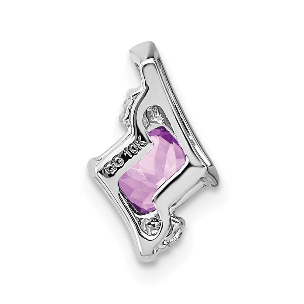 10k White Gold Cushion Amethyst and Diamond Chain Slide (PM7398-AM-002-1WA)