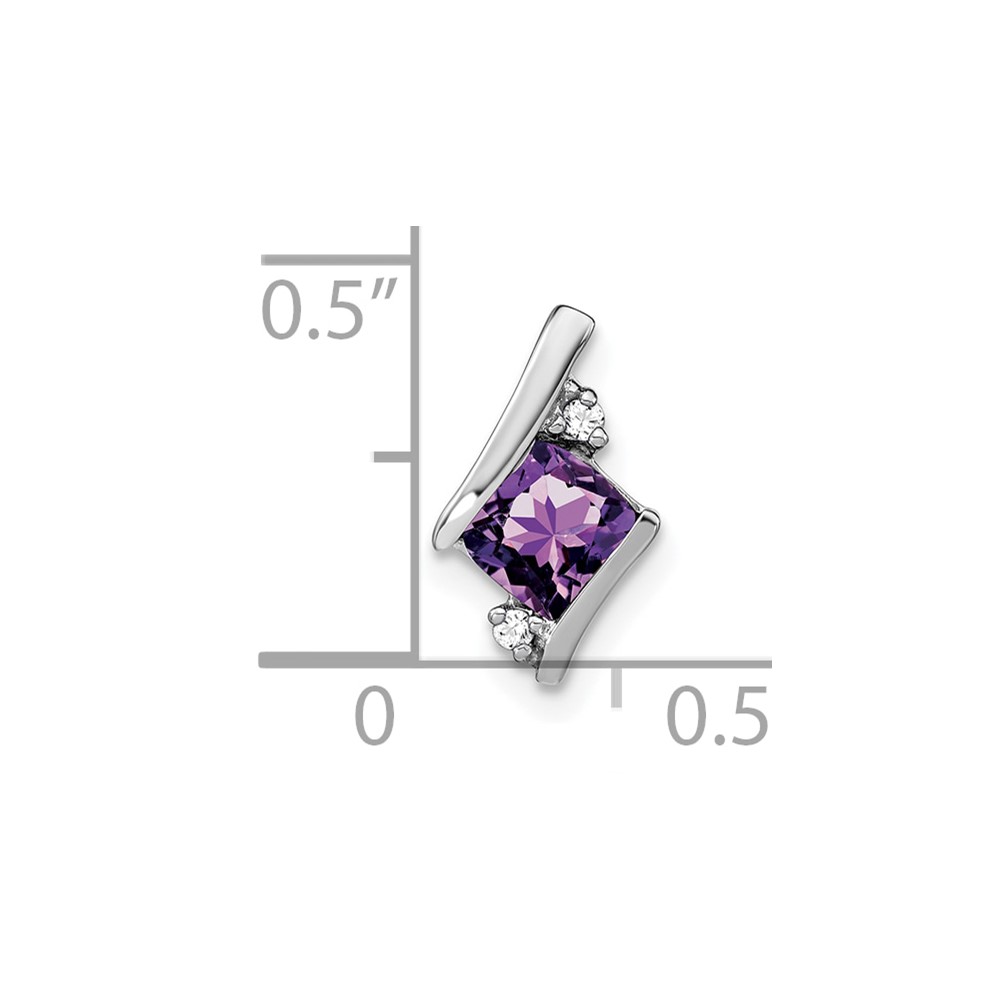 10k White Gold Cushion Amethyst and Diamond Chain Slide (PM7398-AM-002-1WA)