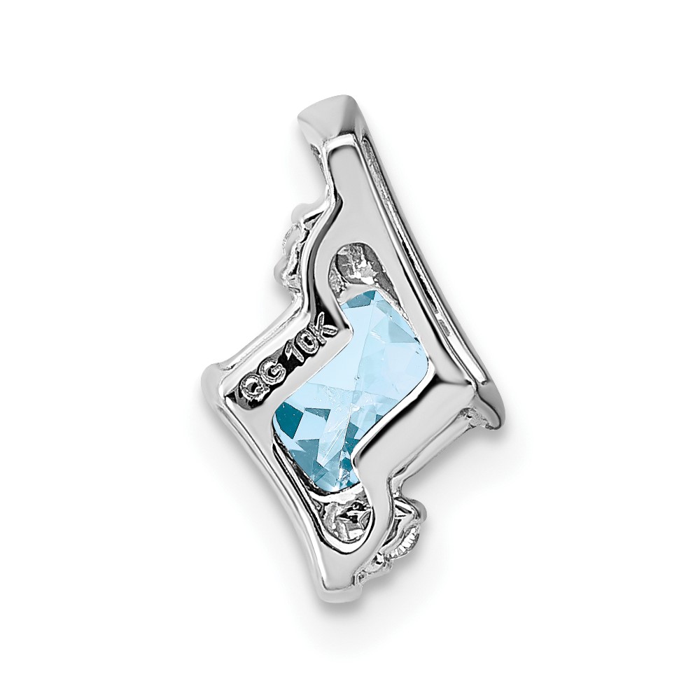 10k White Gold Cushion Aquamarine and Diamond Chain Slide (PM7398-AQ-002-1WA)