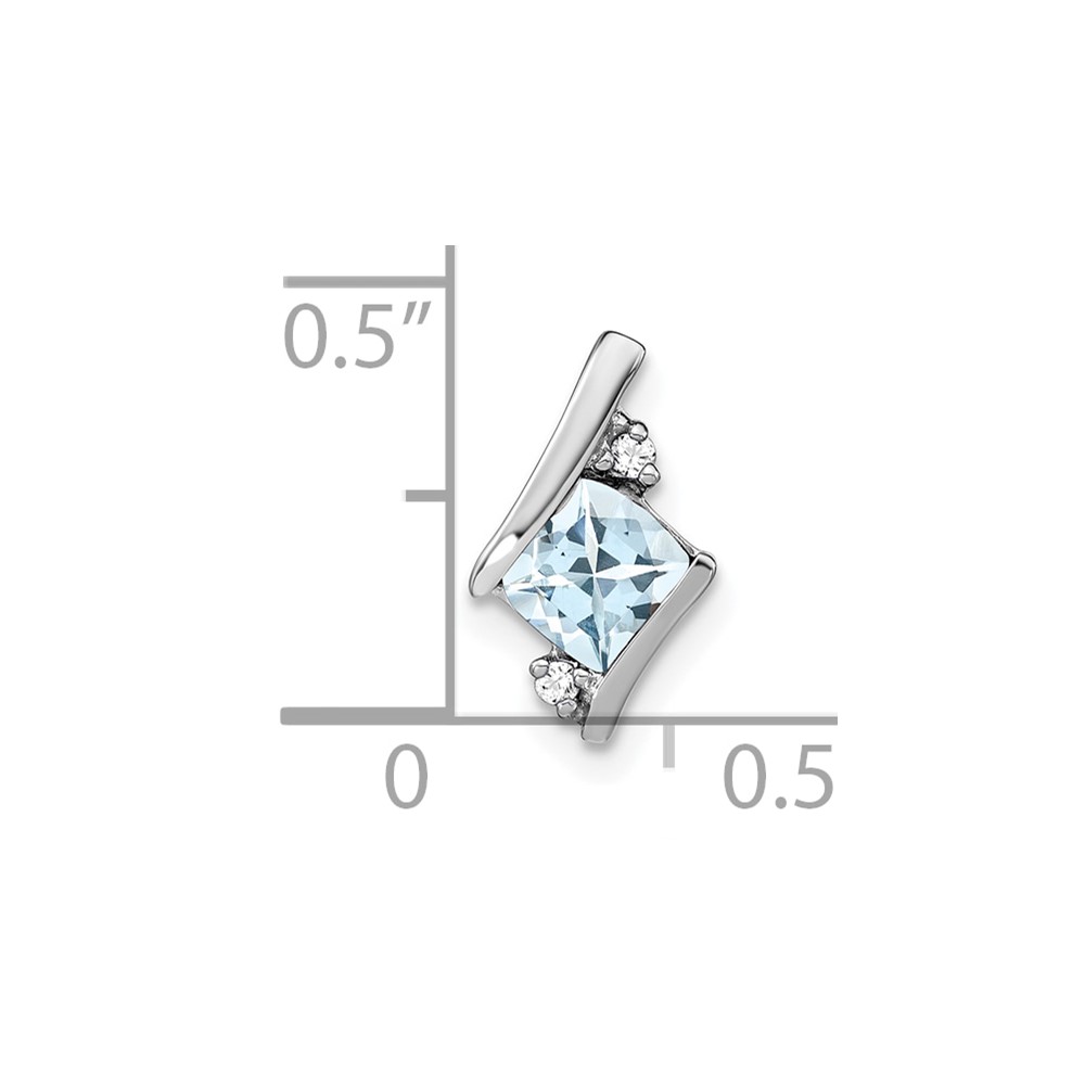 10k White Gold Cushion Aquamarine and Diamond Chain Slide (PM7398-AQ-002-1WA)