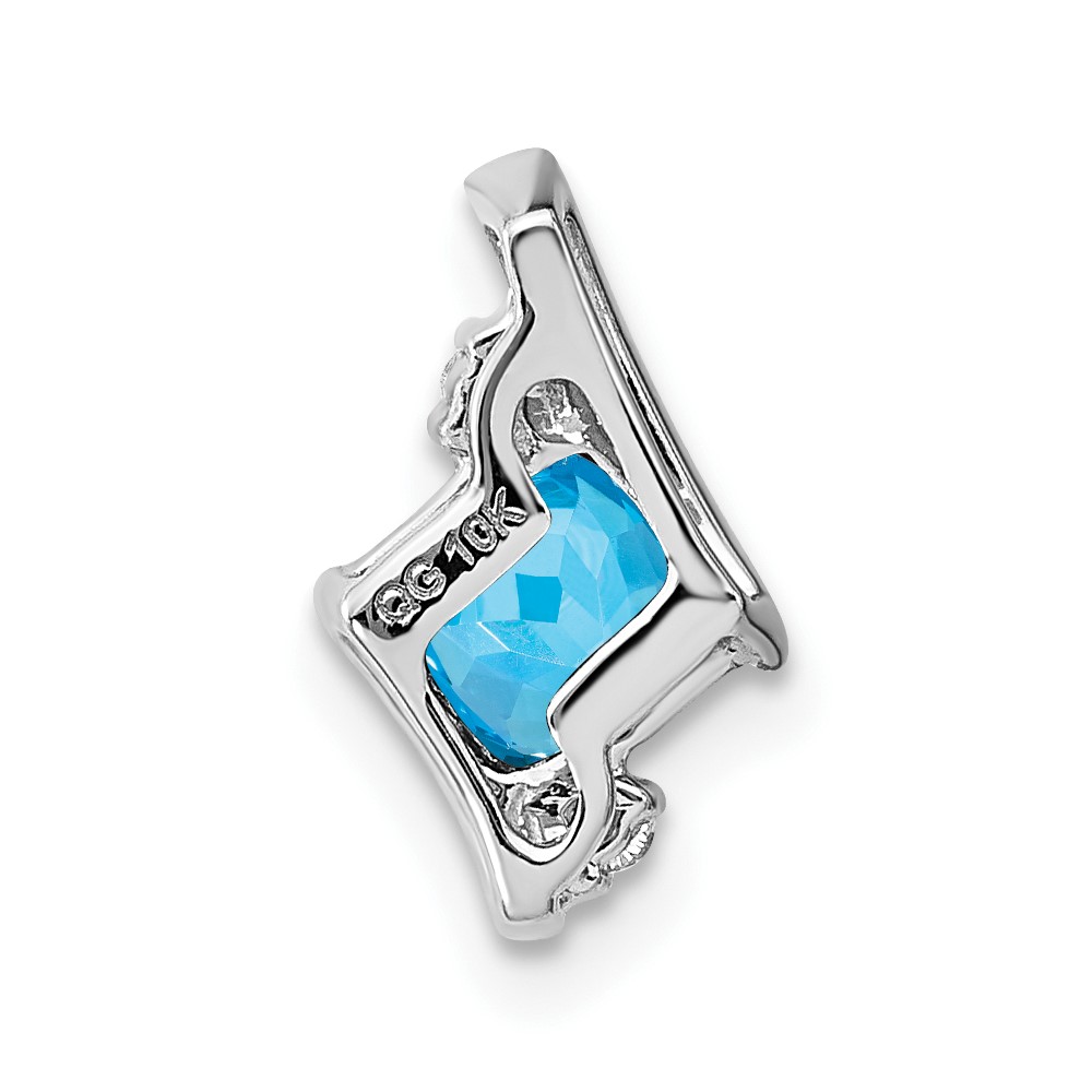 Sterling Silver Antique Cushion Blue Topaz and Diamond Pendant (PM7398-BT-002-SSA)