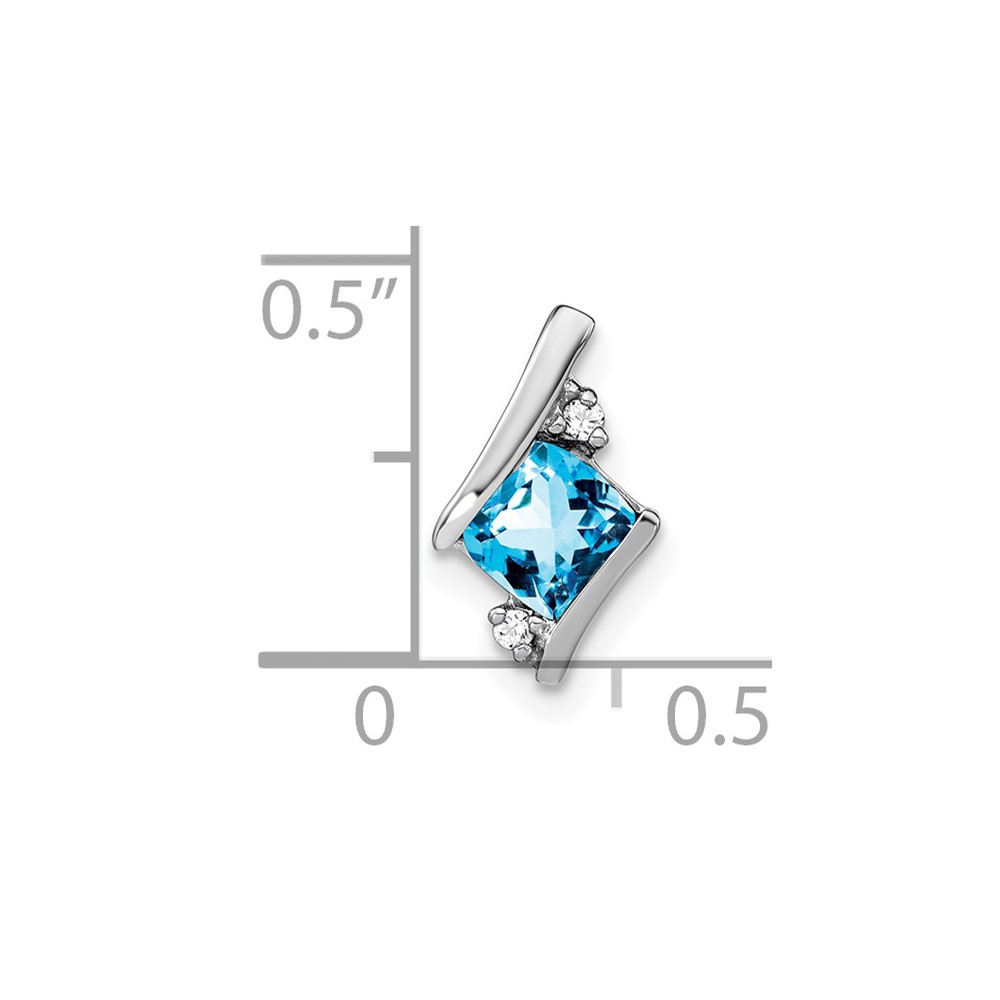 Sterling Silver Antique Cushion Blue Topaz and Diamond Pendant (PM7398-BT-002-SSA)