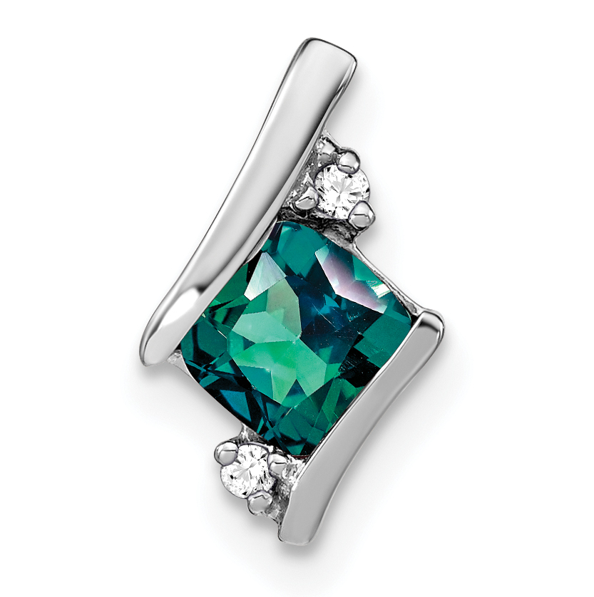 10k White Gold Cushion Cr. Alexandrite and Diamond Chain Slide (PM7398-CA-002-1WA)