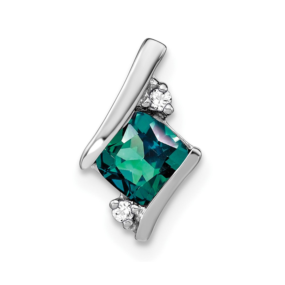 10k White Gold Cushion Cr. Alexandrite and Diamond Chain Slide (PM7398-CA-002-1WA)