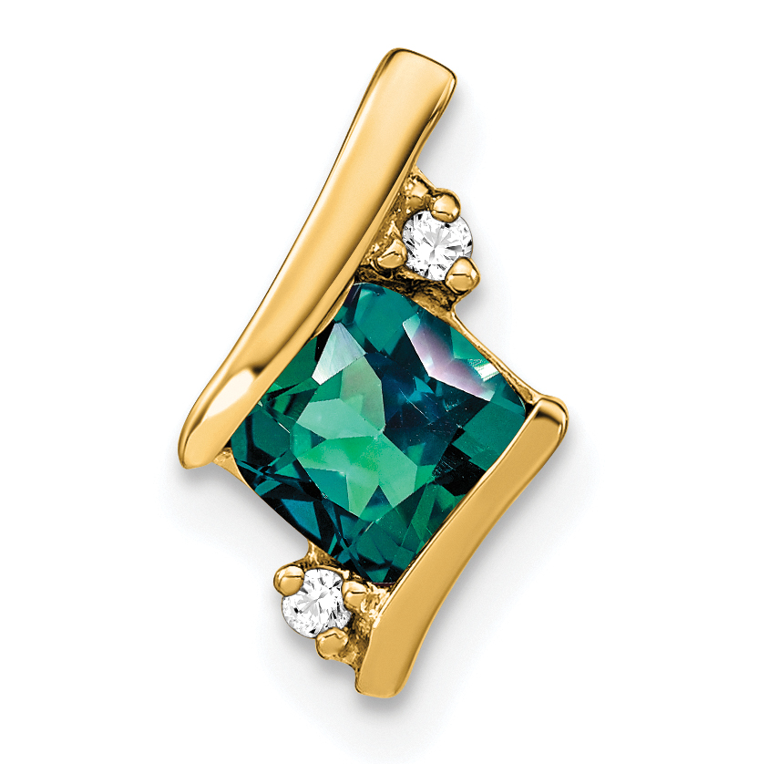 10k Yellow Gold Cushion Cr. Alexandrite and Diamond Chain Slide (PM7398-CA-002-1YA)