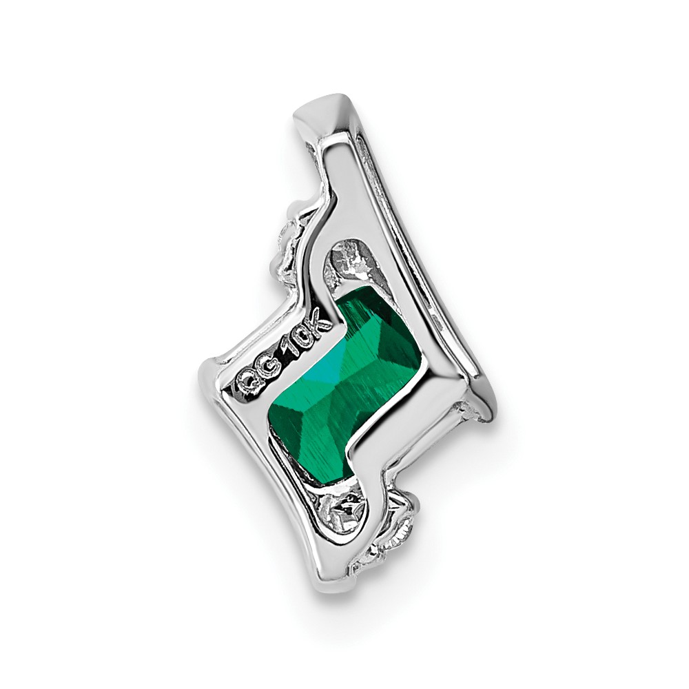 Sterling Silver Antique Cushion Cr. Emerald and Diamond Pendant (PM7398-CEM-002-SSA)