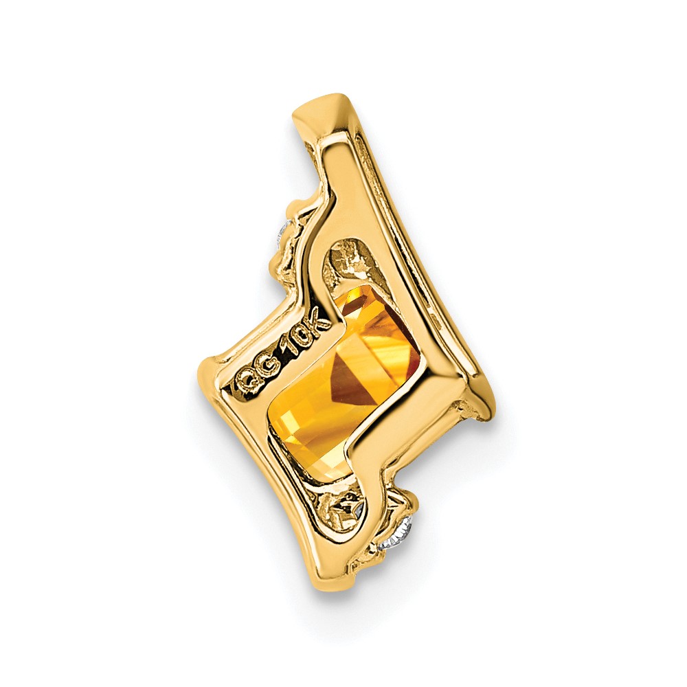 10k Yellow Gold Cushion Citrine and Diamond Chain Slide (PM7398-CI-002-1YA)