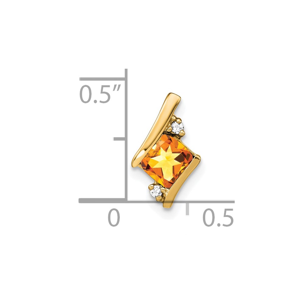10k Yellow Gold Cushion Citrine and Diamond Chain Slide (PM7398-CI-002-1YA)
