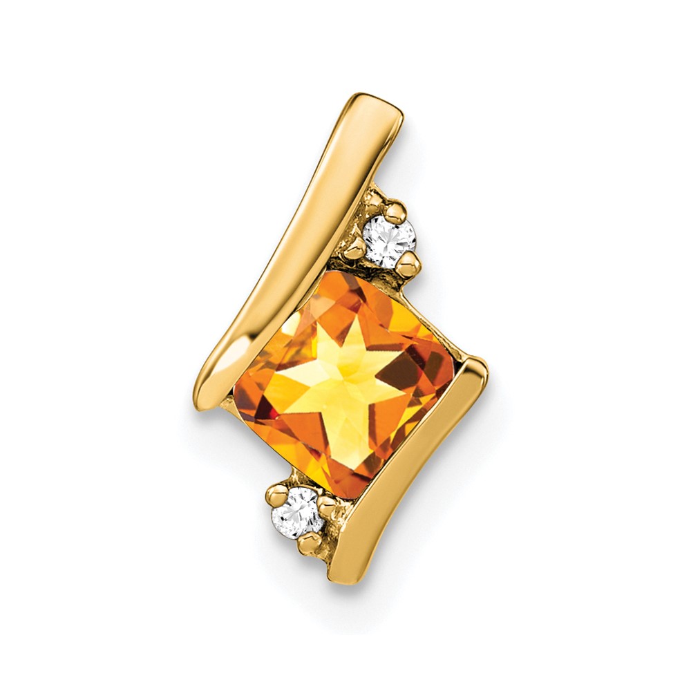 10k Yellow Gold Cushion Citrine and Diamond Chain Slide (PM7398-CI-002-1YA)