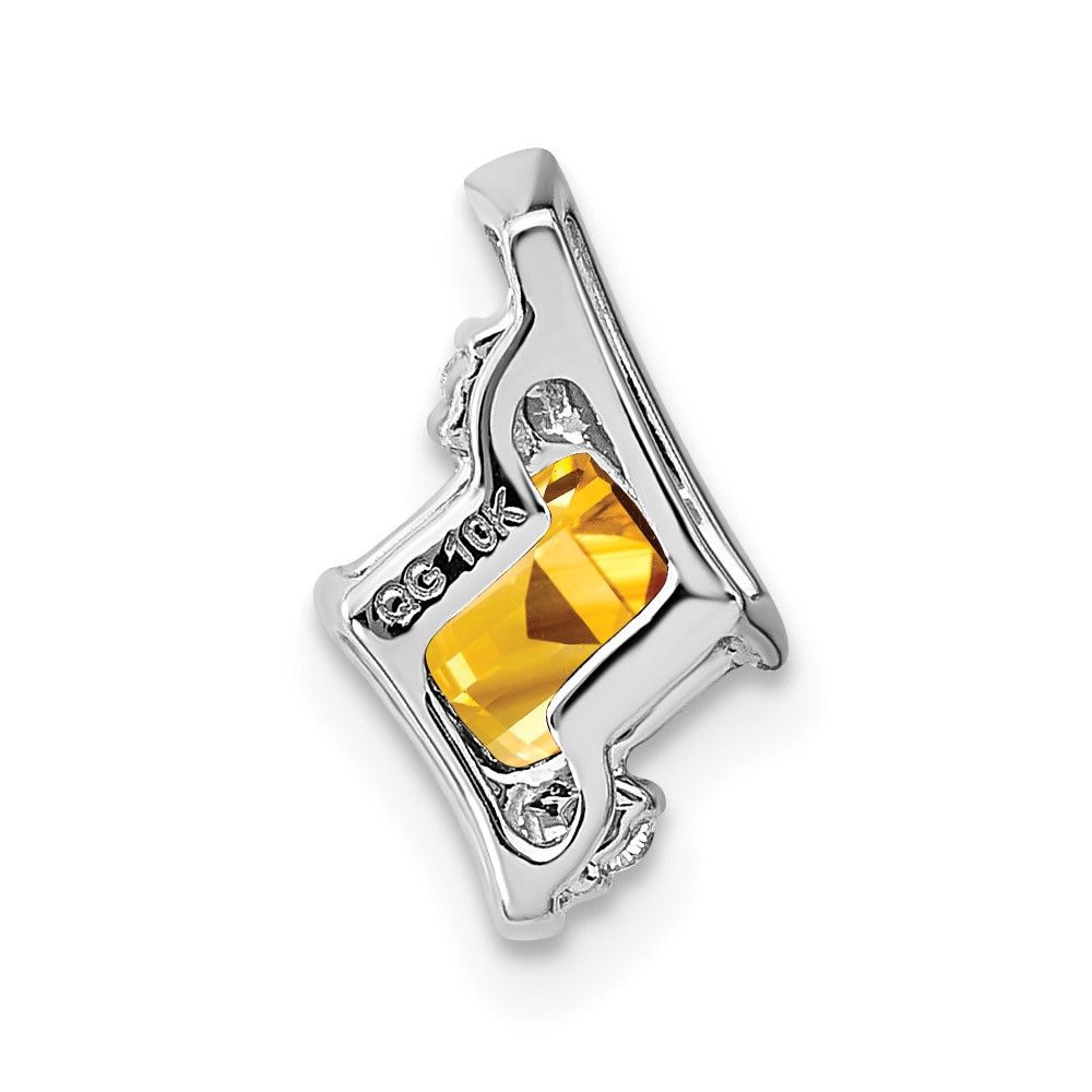 Sterling Silver Antique Cushion Citrine and Diamond Pendant (PM7398-CI-002-SSA)