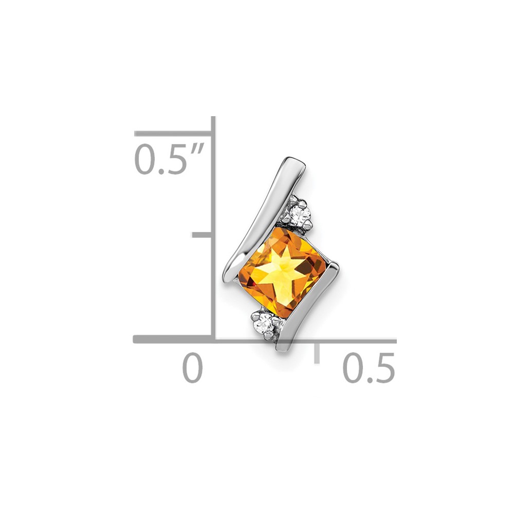 Sterling Silver Antique Cushion Citrine and Diamond Pendant (PM7398-CI-002-SSA)