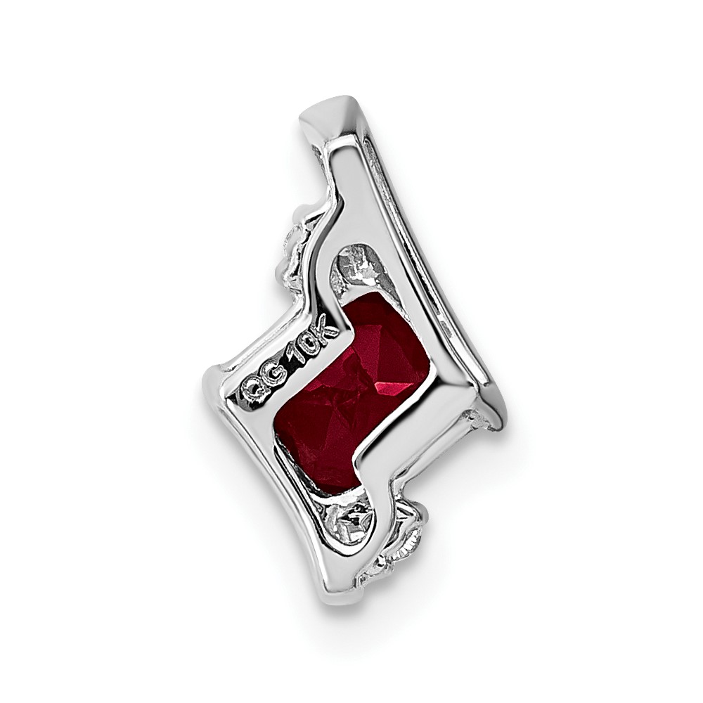 Sterling Silver Antique Cushion Cr. Ruby and Diamond Pendant (PM7398-CRU-002-SSA)