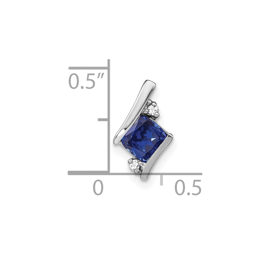 10k White Gold Cushion Cr. Sapphire and Diamond Chain Slide (PM7398-CSA-002-1WA)