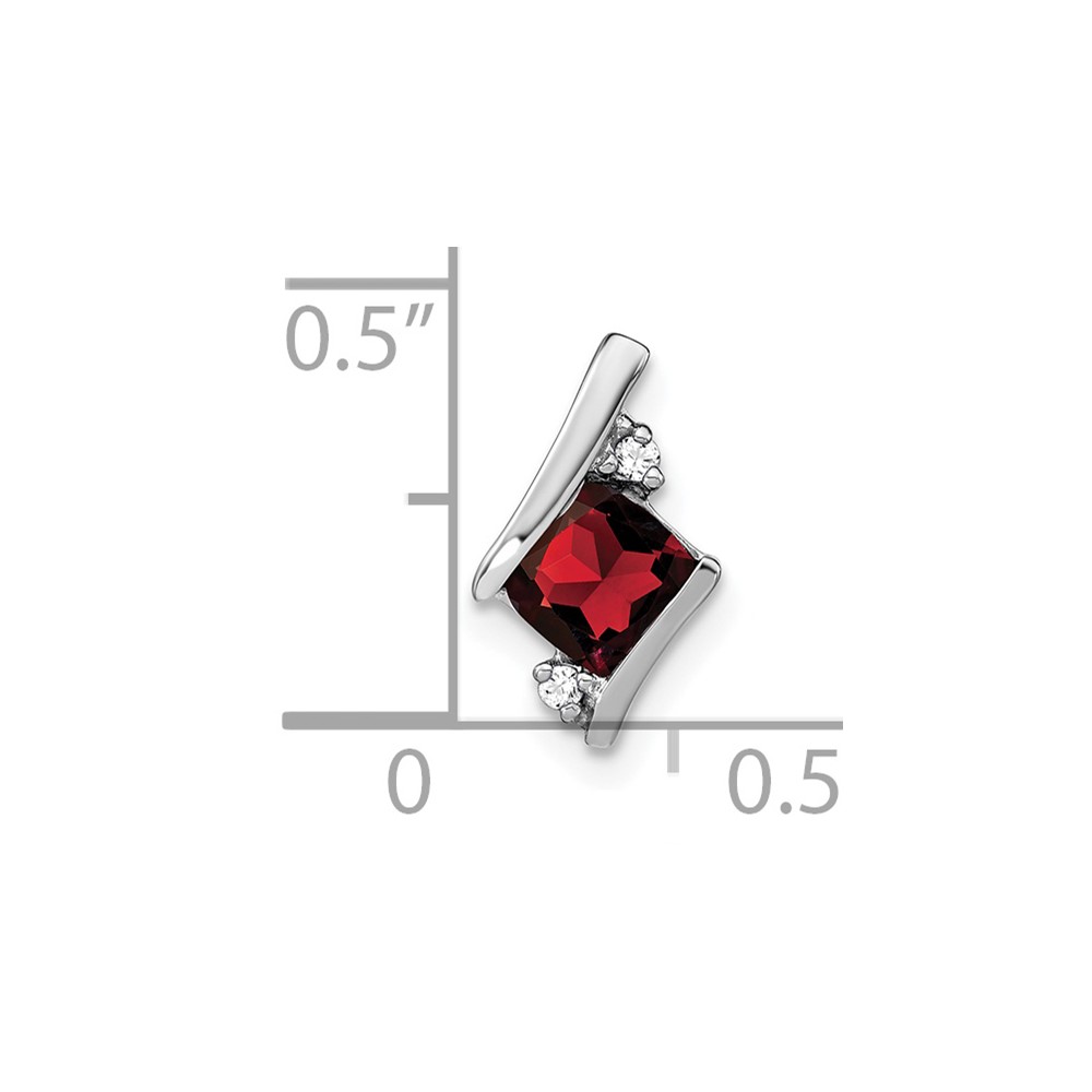 Sterling Silver Antique Cushion Garnet and Diamond Pendant (PM7398-GA-002-SSA)