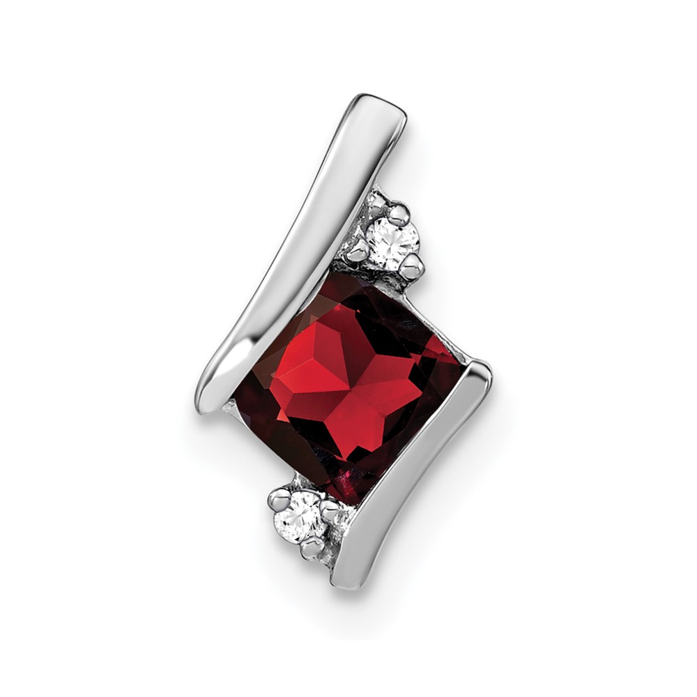 Sterling Silver Antique Cushion Garnet and Diamond Pendant (PM7398-GA-002-SSA)