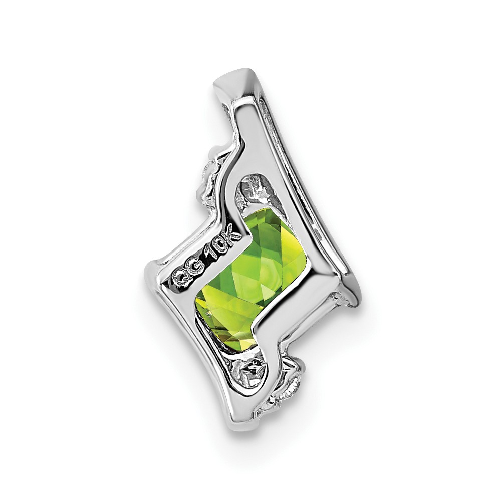 10k White Gold Cushion Peridot and Diamond Chain Slide (PM7398-PE-002-1WA)
