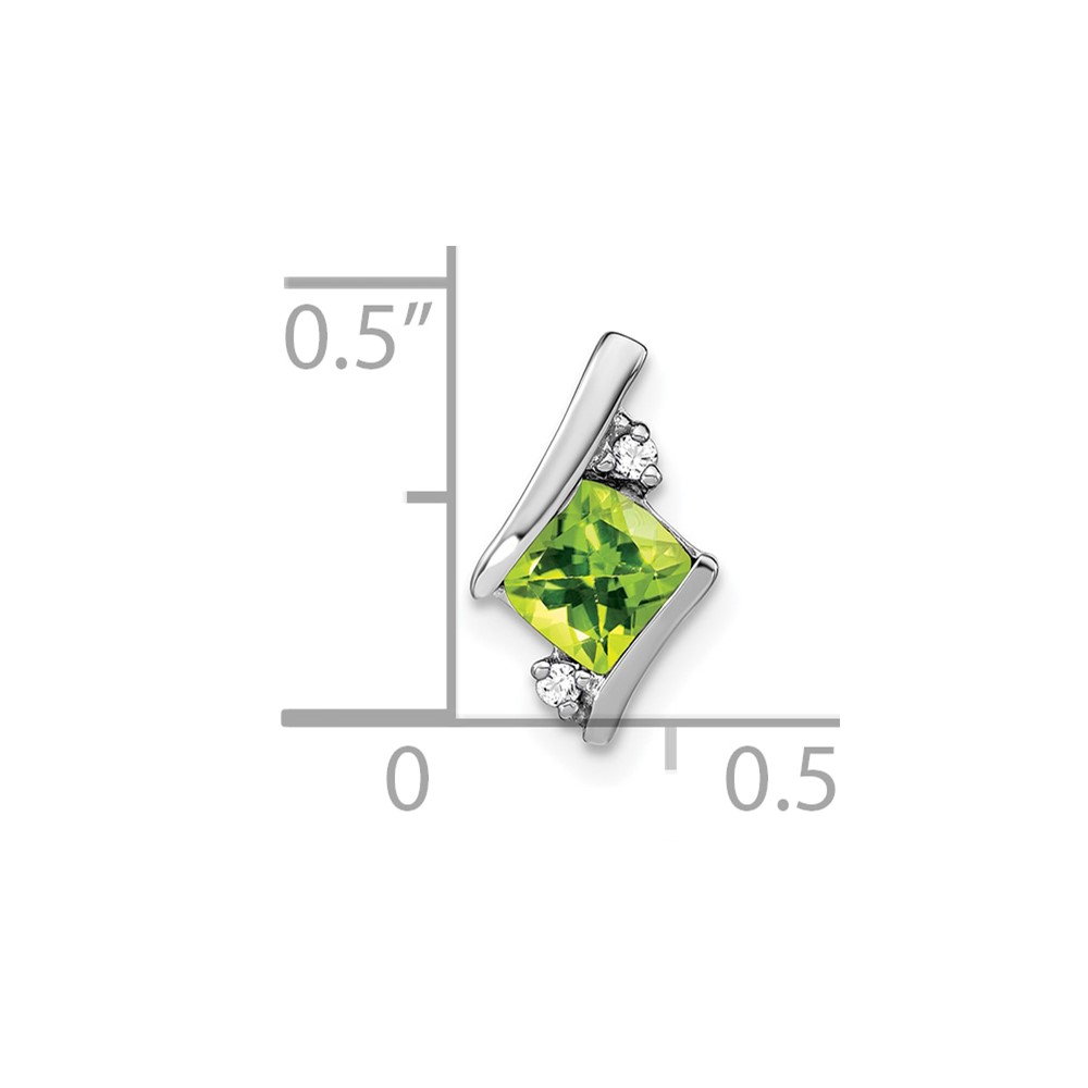 10k White Gold Cushion Peridot and Diamond Chain Slide (PM7398-PE-002-1WA)