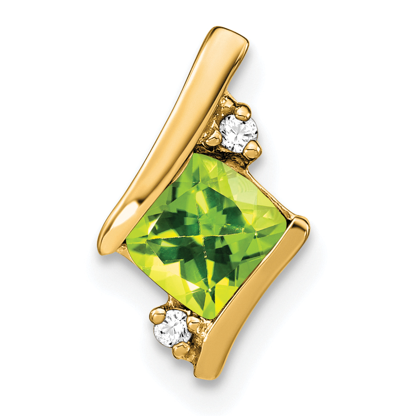 10k Yellow Gold Cushion Peridot and Diamond Chain Slide (PM7398-PE-002-1YA)