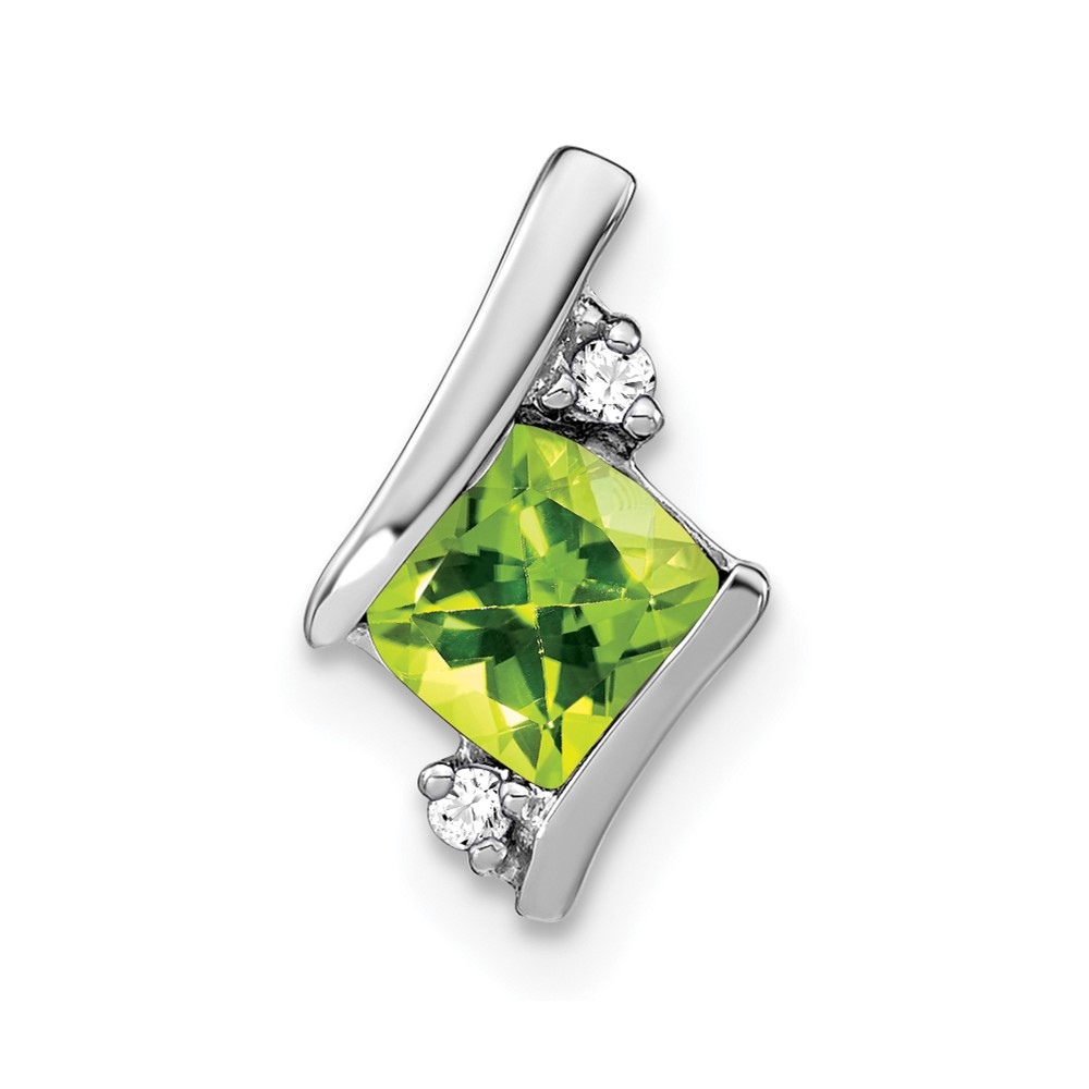Sterling Silver Antique Cushion Peridot and Diamond Pendant (PM7398-PE-002-SSA)