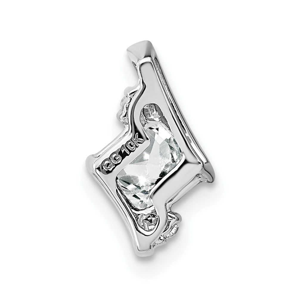 10k White Gold Cushion White Topaz and Diamond Chain Slide (PM7398-WT-002-1WA)