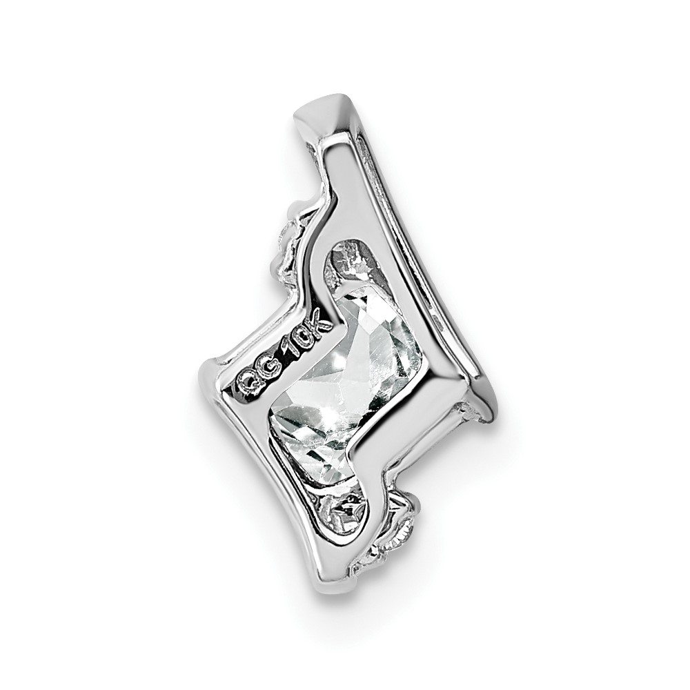 Sterling Silver Antique Cushion White Topaz and Diamond Pendant (PM7398-WT-002-SSA)