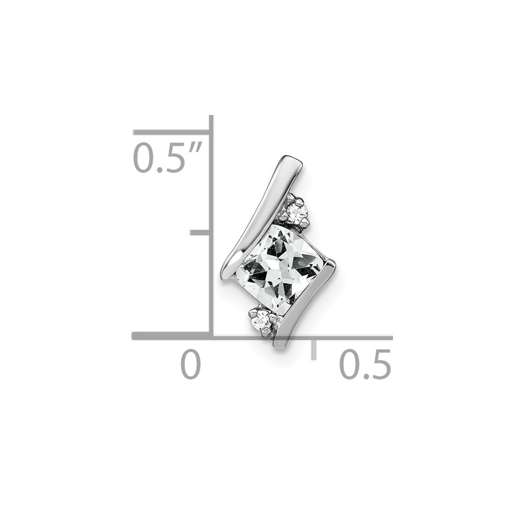 Sterling Silver Antique Cushion White Topaz and Diamond Pendant (PM7398-WT-002-SSA)