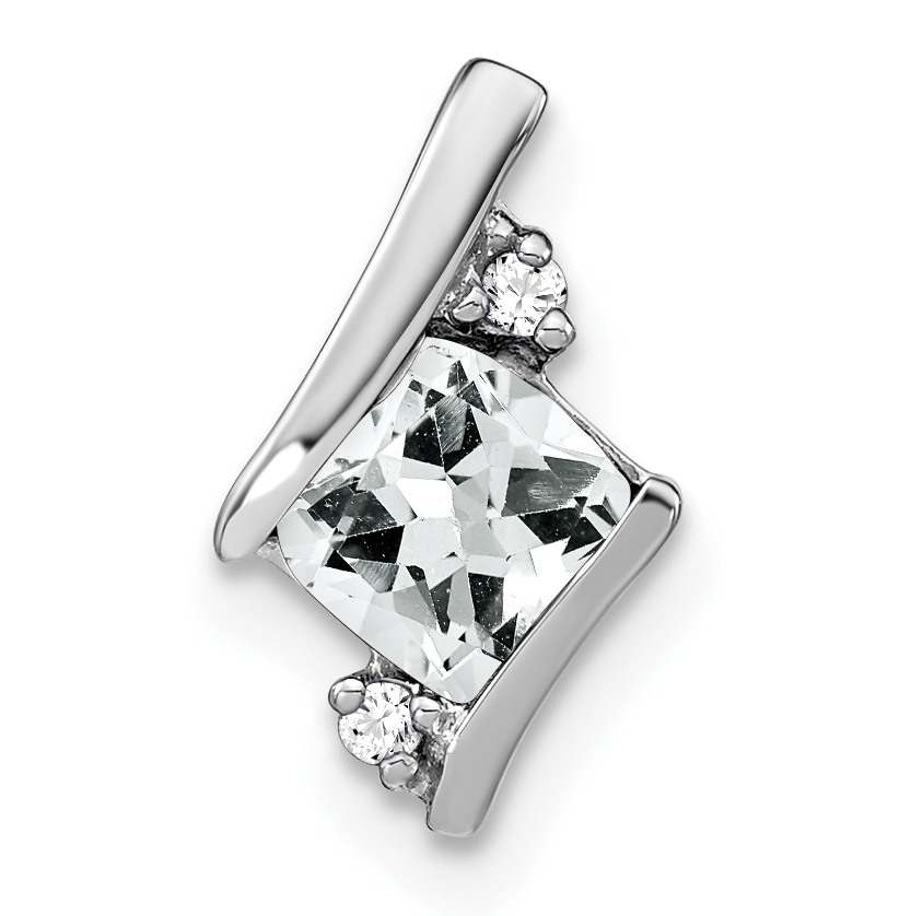 Sterling Silver Antique Cushion White Topaz and Diamond Pendant (PM7398-WT-002-SSA)