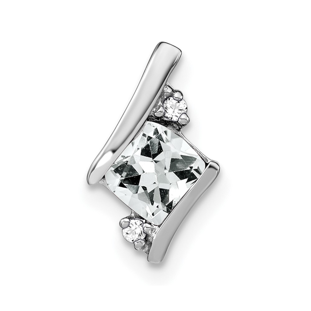 Sterling Silver Antique Cushion White Topaz and Diamond Pendant (PM7398-WT-002-SSA)