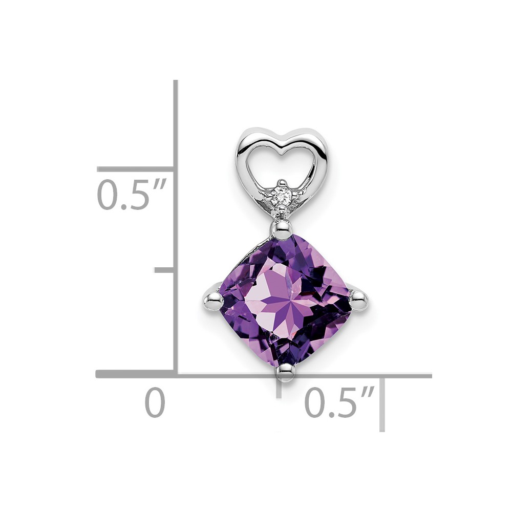 14k White Gold Amethyst and Diamond Heart Chain Slide (PM7399-AM-001-WA)