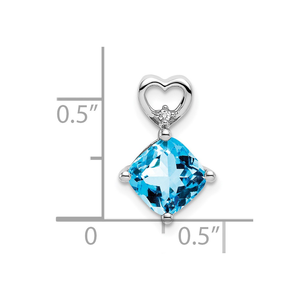 14k White Gold Blue Topaz and Diamond Heart Chain Slide (PM7399-BT-001-WA)