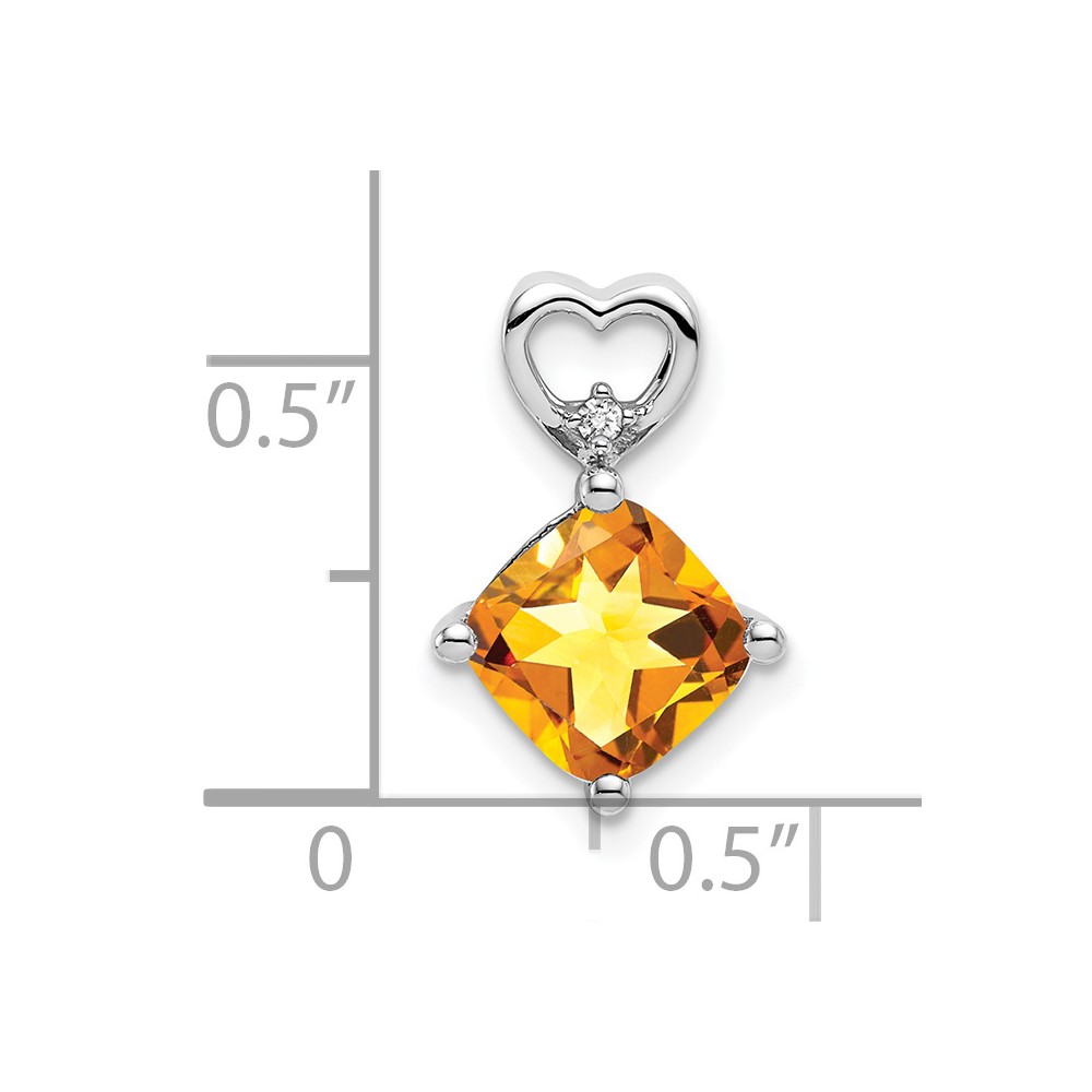 14k White Gold Citrine and Diamond Heart Chain Slide (PM7399-CI-001-WA)