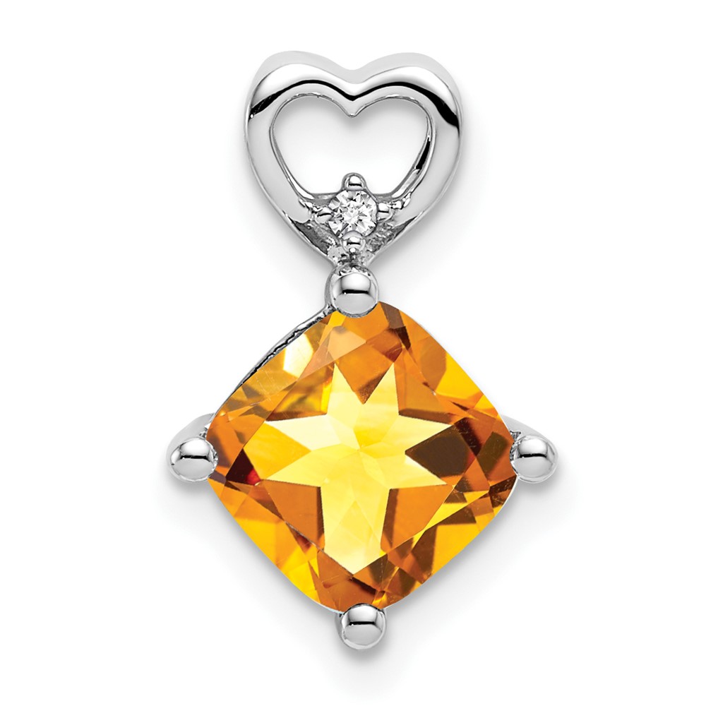 14k White Gold Citrine and Diamond Heart Chain Slide (PM7399-CI-001-WA)