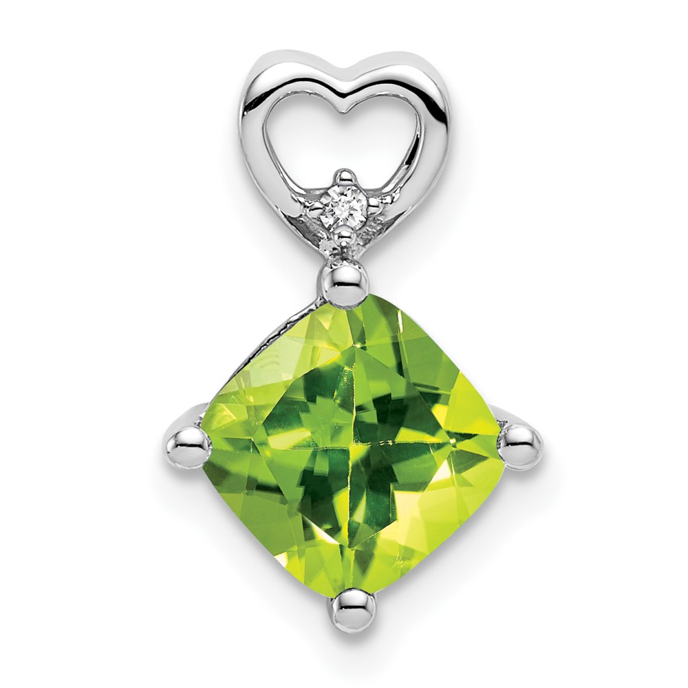 14k White Gold Peridot and Diamond Heart Chain Slide (PM7399-PE-001-WA)