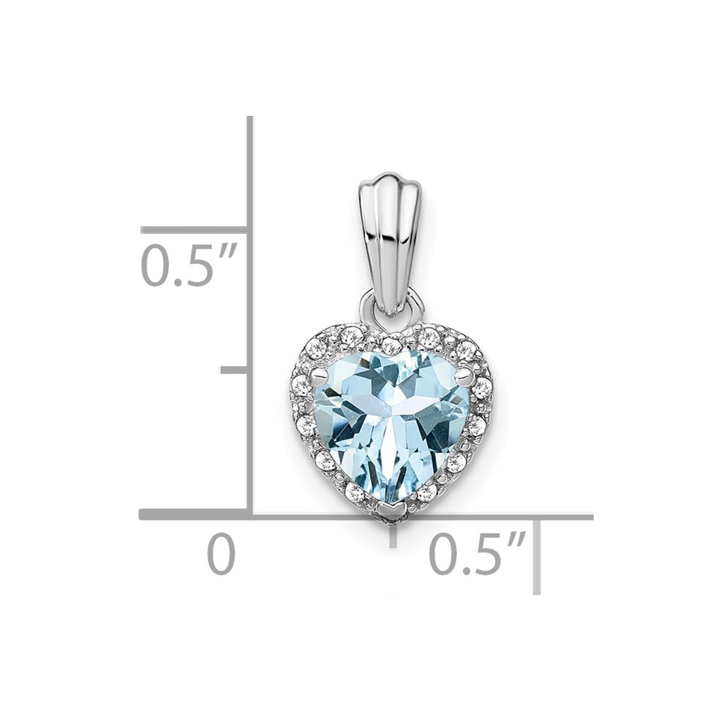 Sterling Silver Rhodium-plated Aquamarine and Diamond Pendant (PM7400-AQ-007-SSA)