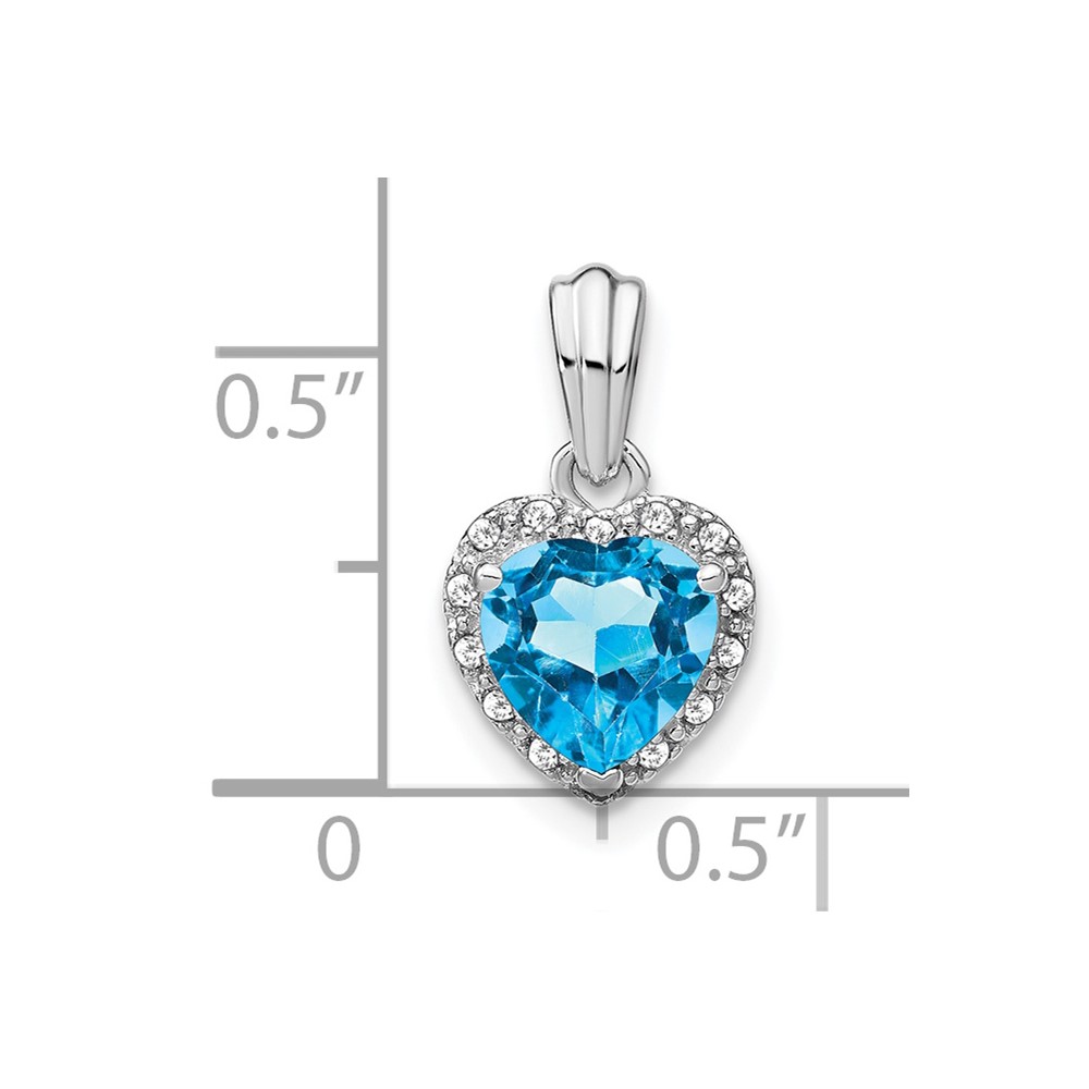 Sterling Silver Rhodium-plated Blue Topaz and Diamond Pendant (PM7400-BT-007-SSA)
