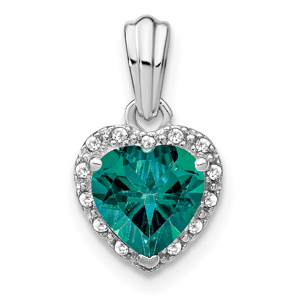 Sterling Silver Rhod-plated Created Alexandrite and Diamond Pendant (PM7400-CA-007-SSA)