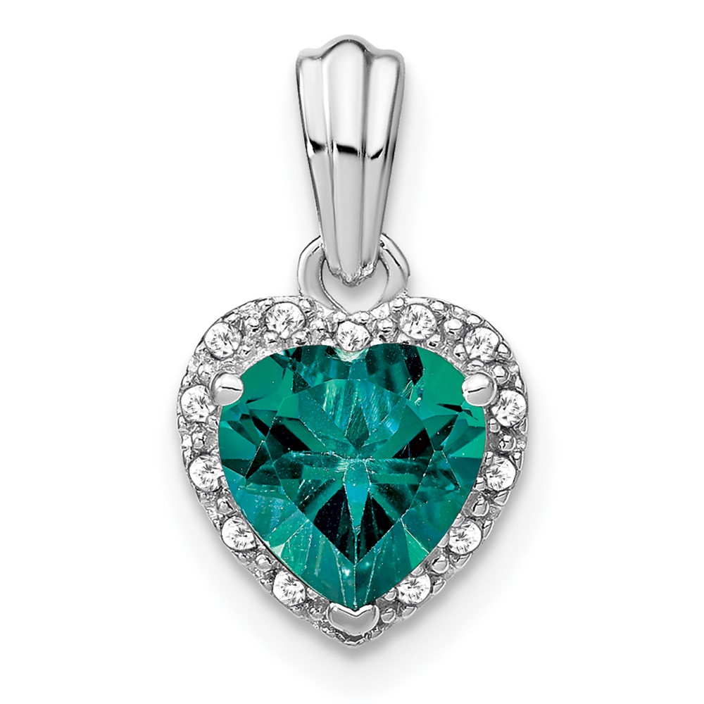 Sterling Silver Rhod-plated Created Alexandrite and Diamond Pendant (PM7400-CA-007-SSA)