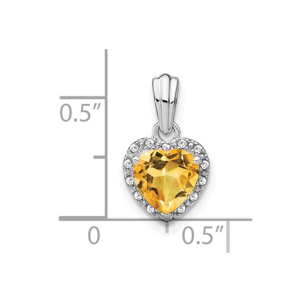 Sterling Silver Rhodium-plated Citrine and Diamond Pendant (PM7400-CI-007-SSA)
