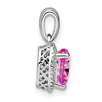 Pure Serenity 14K White Gold 0.07 Carat Lab Grown Diamond VS SI+ G+ and Lab Created Pink Sapphire Heart Pendant view 2