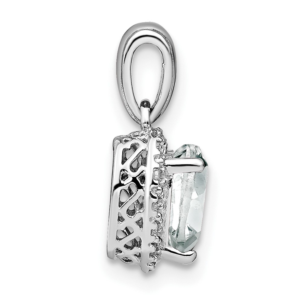 Sterling Silver Rhodium-plated White Topaz and Diamond Pendant (PM7400-WT-007-SSA)