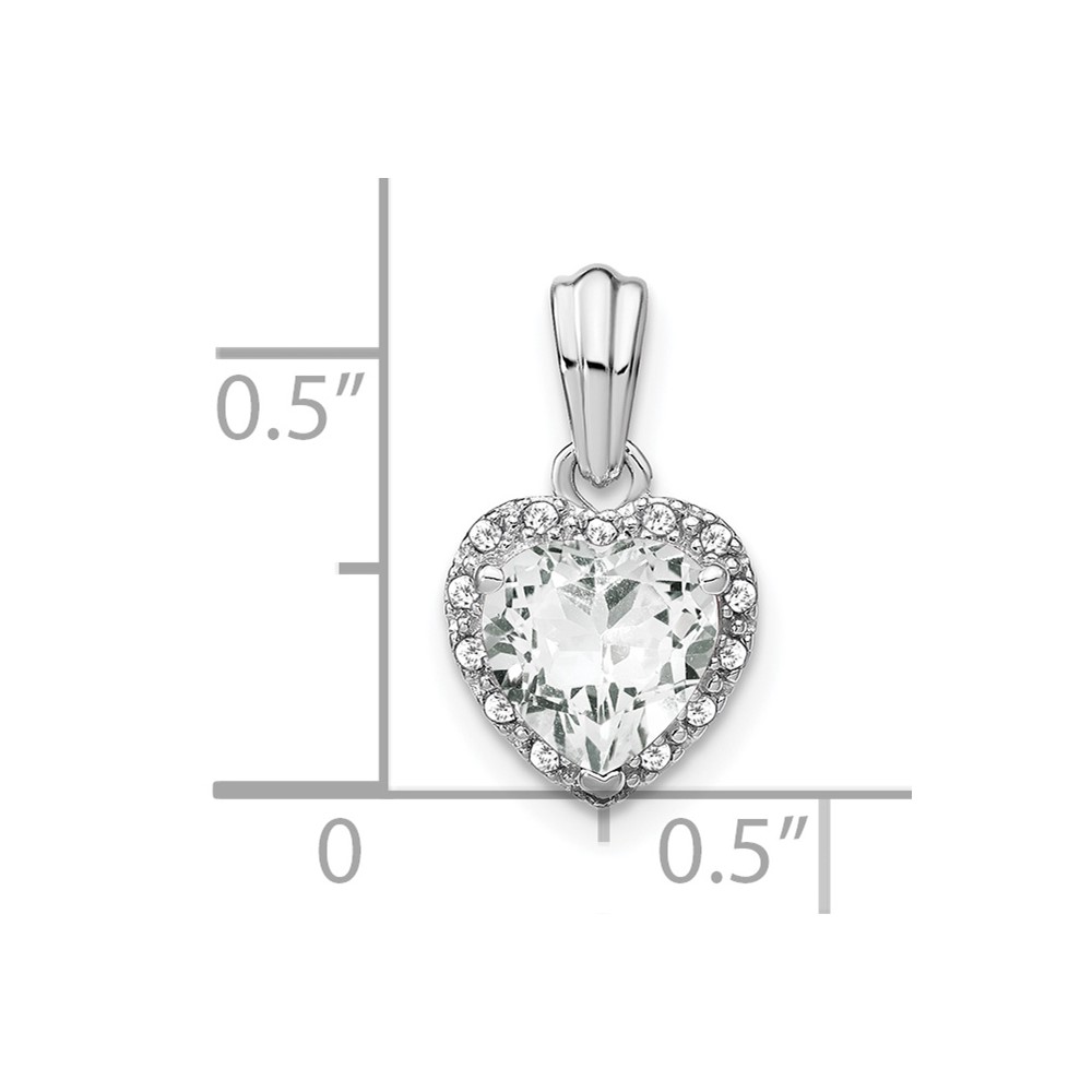 Sterling Silver Rhodium-plated White Topaz and Diamond Pendant (PM7400-WT-007-SSA)