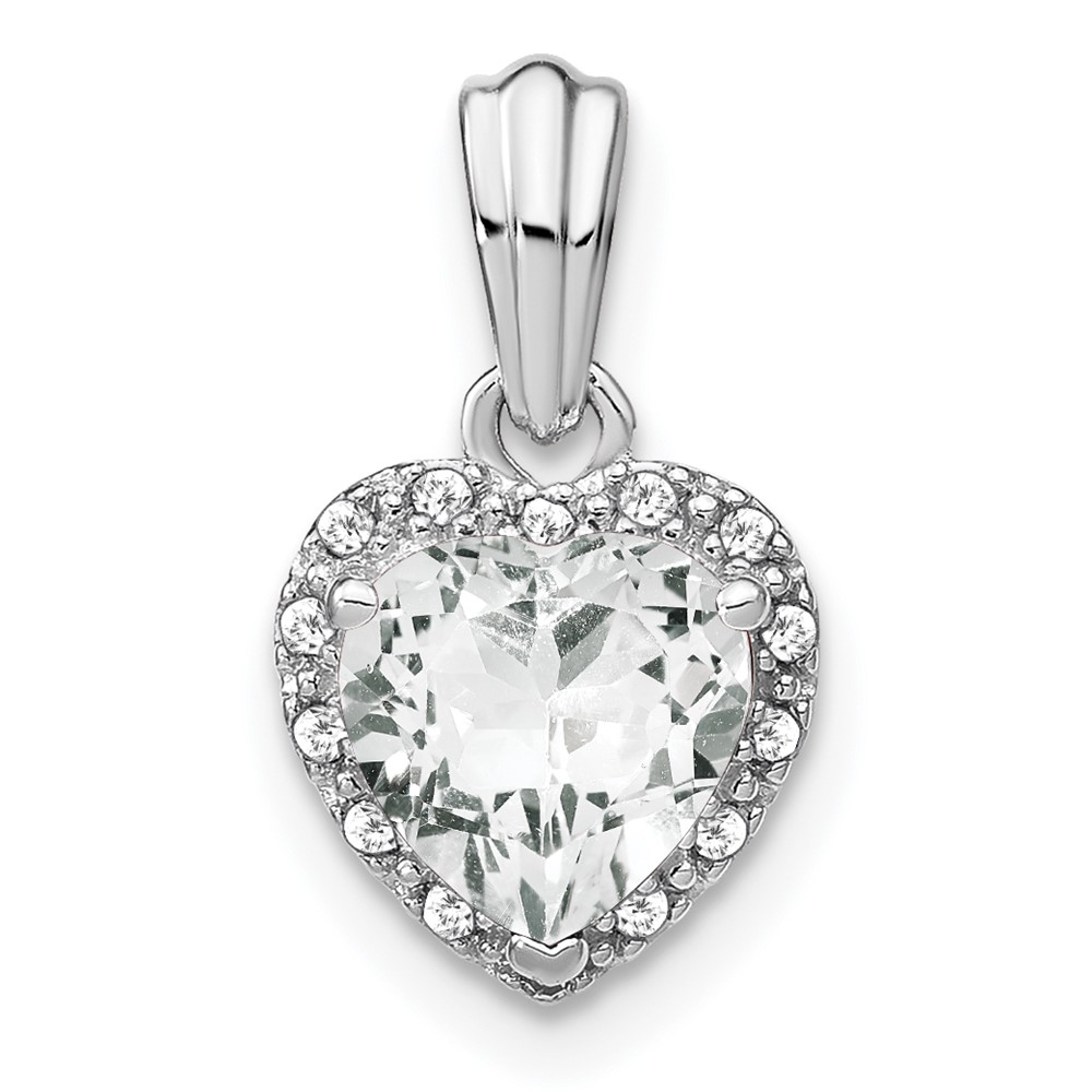 Sterling Silver Rhodium-plated White Topaz and Diamond Pendant (PM7400-WT-007-SSA)
