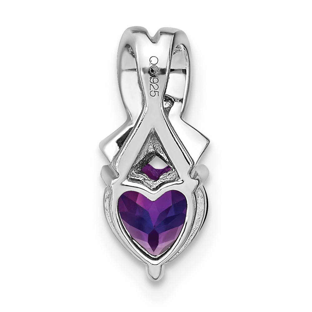 Sterling Silver Rhodium-plated Amethyst and Diamond Pendant (PM7401-AM-003-SSA)