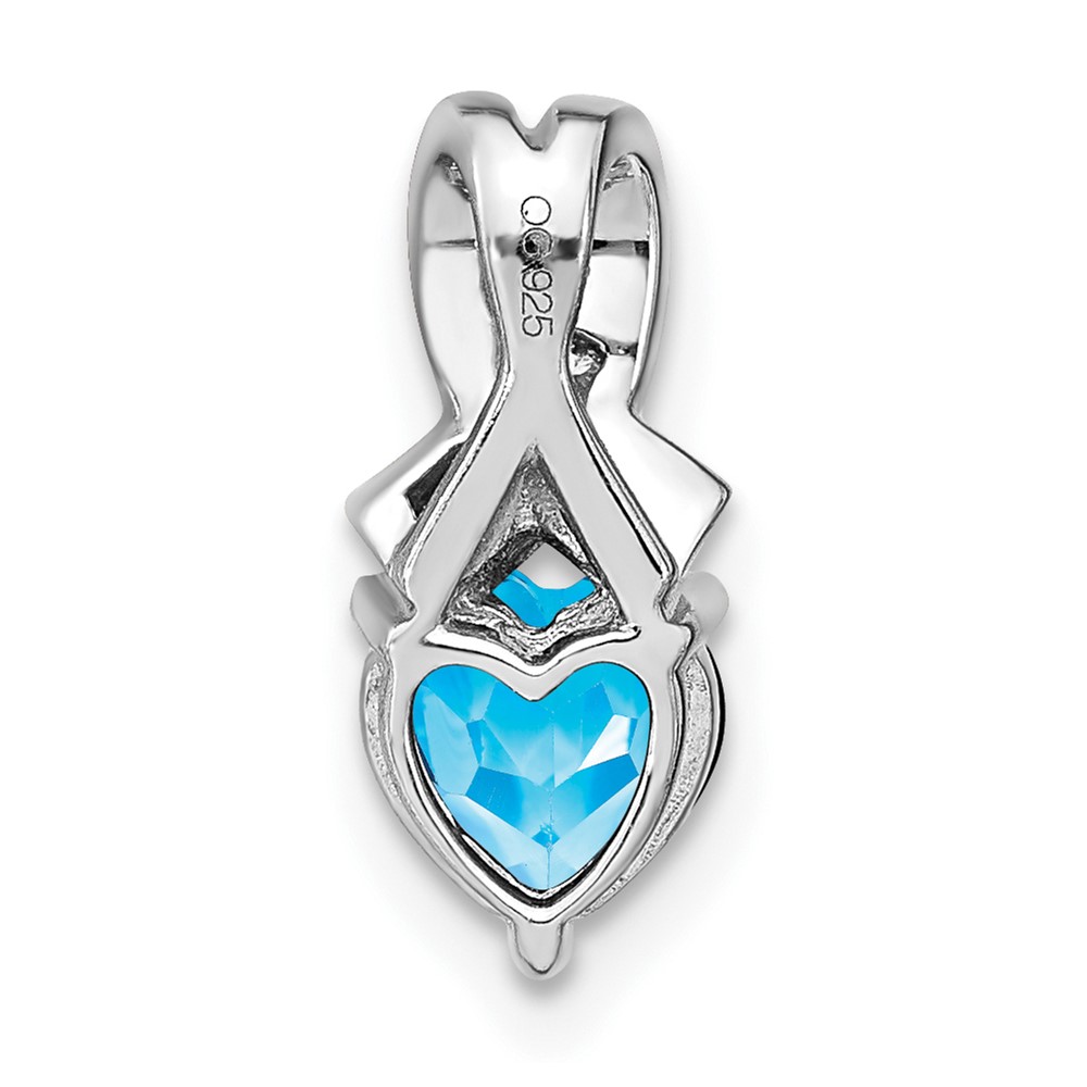 Sterling Silver Rhodium-plated Blue Topaz and Diamond Pendant (PM7401-BT-003-SSA)