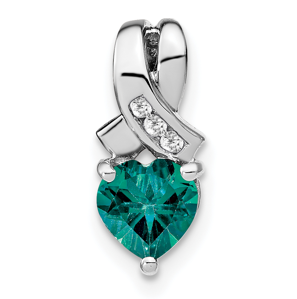 Sterling Silver Rhodium-plated Created Alexandrite/Diamond Pendant (PM7401-CA-003-SSA)