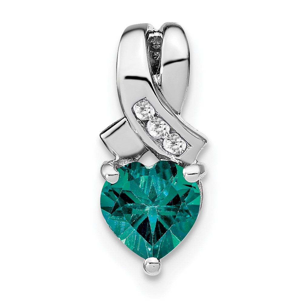 Sterling Silver Rhodium-plated Created Alexandrite/Diamond Pendant (PM7401-CA-003-SSA)