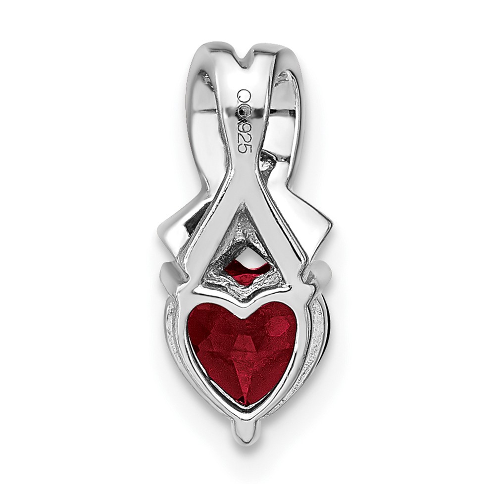 Sterling Silver Rhodium-plated Created Ruby and Diamond Pendant (PM7401-CRU-003-SSA)