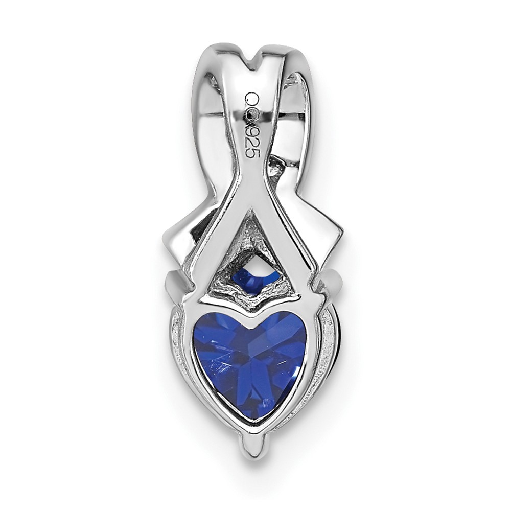 Sterling Silver Rhodium-plated Created Sapphire/Diamond Pendant (PM7401-CSA-003-SSA)