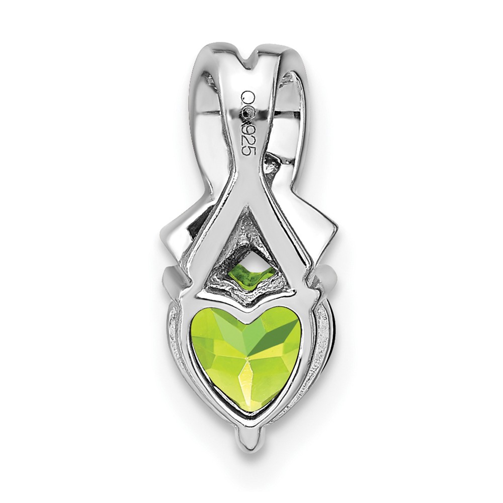 Sterling Silver Rhodium-plated Peridot and Diamond Pendant (PM7401-PE-003-SSA)